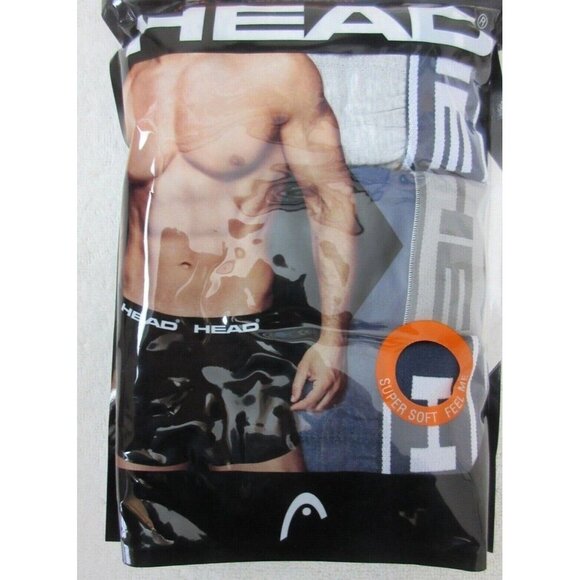 Head Men's Essential Cotton Stretch 3 Pack Boxer Briefs Solid Colors Ship NWT - Picture 4 of 8